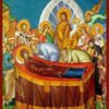 DORMITION OF THEOTOKOS, DETAIL - Icon Print on Paper, 4x5cm / 1,6x2in