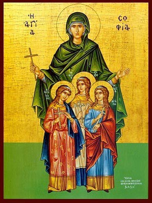 SAINTS SOPHIA AND DAUGHTERS, FAITH, HOPE AND LOVE, FULL BODY