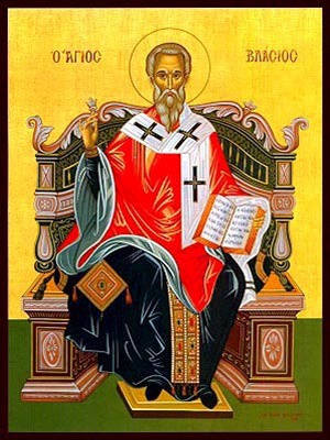 SAINT BLAISE, HIEROMARTYR, BISHOP OF SEBASTE, ENTHRONED