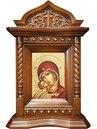 carved wooden icon with patina-dark color-in menu