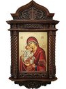 carved wooden icon with patina-dark color-in menu