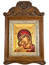 CARVED WOODEN ICON 3-DIMENSIONAL WITH SLIVER FRAME AND SILKSCREEN