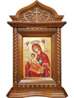 ΞΥΛΟΓΛΥΠΤΗ ΕΙΚΟΝΑ ΜΕ ΠΑΤΙΝΑ ΚΑΙ ΜΕΤΑΞΟΤΥΠΙΑ - ΠΑΝΑΓΙΑ ΜΕ ΧΡΙΣΤΟ, ΒΡΕΦΟΚΡΑΤΟΥΣΑ