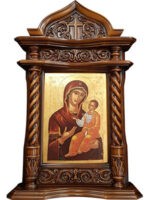 ΞΥΛΟΓΛΥΠΤΗ ΕΙΚΟΝΑ ΜΕ ΠΑΤΙΝΑ ΚΑΙ ΜΕΤΑΞΟΤΥΠΙΑ - ΠΑΝΑΓΙΑ ΜΕ ΧΡΙΣΤΟ, ΟΔΗΓΗΤΡΙΑ