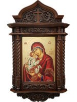 ΞΥΛΟΓΛΥΠΤΗ ΕΙΚΟΝΑ ΜΕ ΠΑΤΙΝΑ ΚΑΙ ΜΕΤΑΞΟΤΥΠΙΑ - ΠΑΝΑΓΙΑ ME ΧΡΙΣΤΟ, ΓΛΥΚΟΦΙΛΟΥΣΑ