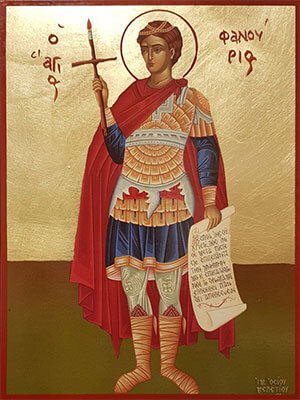 ΞΥΛΙΝΗ ΕΙΚΟΝΑ ΕΠΙΠΕΔΗ ΜΕ ΧΡΥΣΩΜΑ - ΑΓΙΟΣ ΦΑΝΟΥΡΙΟΣ, Ο ΜΕΓΑΛΟΜΑΡΤΥΣ