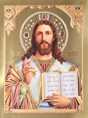 ΧΡΙΣΤΟΣ ΕΥΛΟΓΩΝ ΛΟΓΟΣ - ΧΡΥΣΟΤΥΠΙΑ CHRIST BLESSING - GILDED PRINT